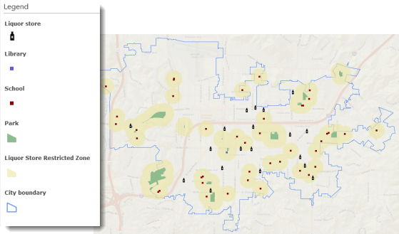 Map showing restricted areas aroun schools