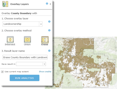 Using the Overlay Layers tool with the Erase option