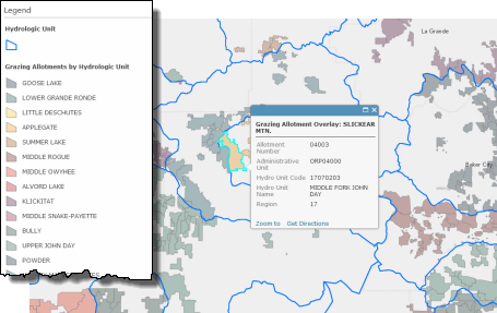 Grazing allotments are color coded by the basin they are in