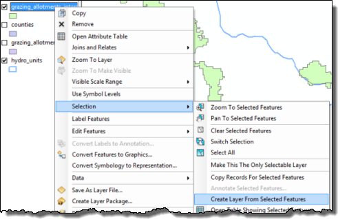 Create a layer from the selected features