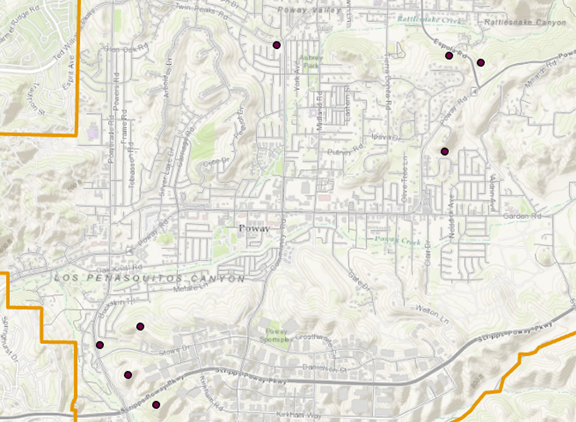 Map showing the candidate sites