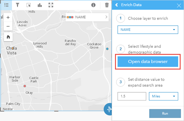 Opening the Data Browser from the Enrich Data tool