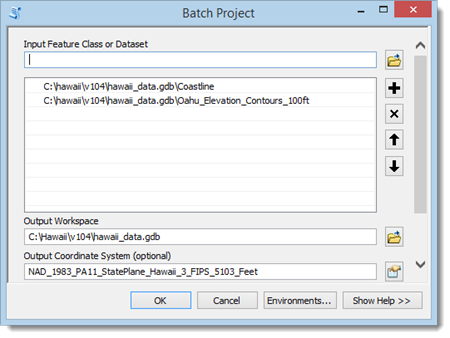 The Batch Project dialog box.