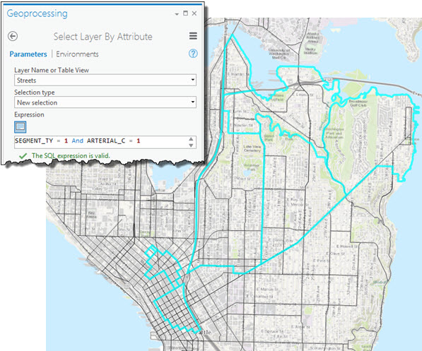 Selecting the arterial streets from the street network