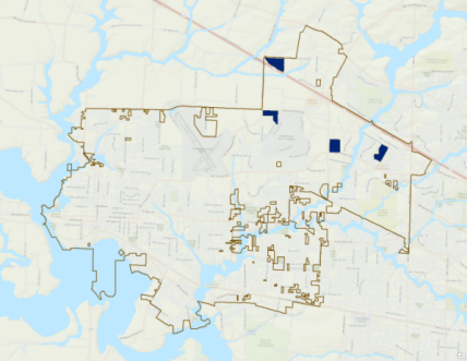 Map showing all four lots outside a flood zone