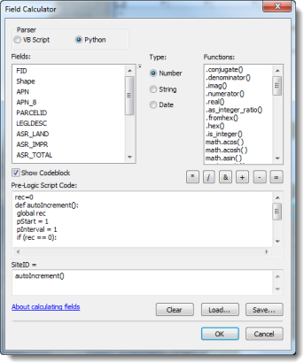 Adding the code block to the Field Calculator dialog box