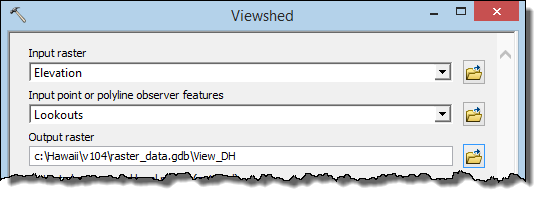 The Viewshed dialog box.