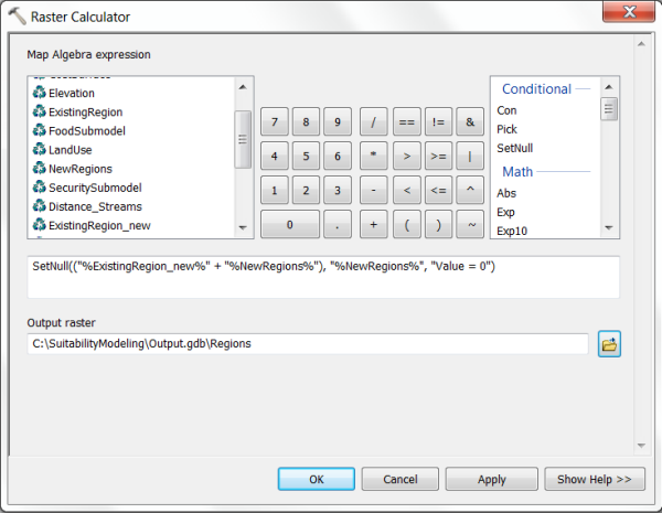 arcmap raster calculator conditional