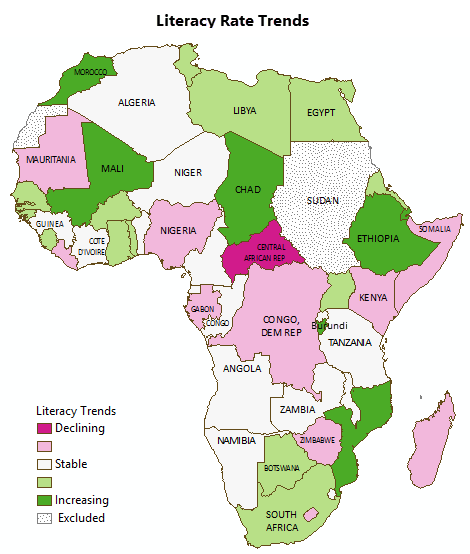 Changes in literacy rates