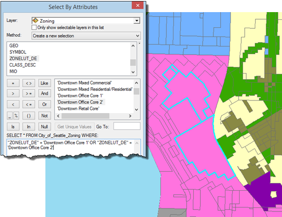 Selecting the downtown office core