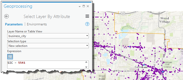 Select gas stations by attribute