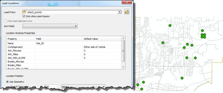 Loading locations using Network Analyst