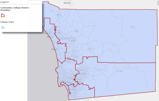 Community college district boundaries and census tracts
