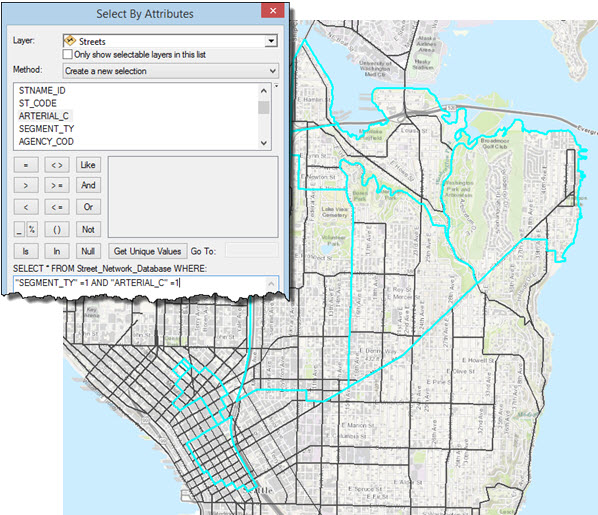 Selecting the arterial streets from the street network