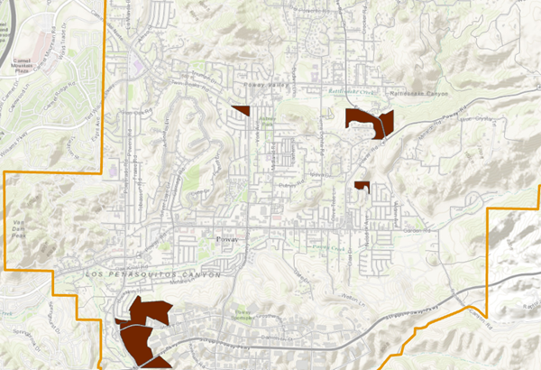 Map showing the candidate polygons