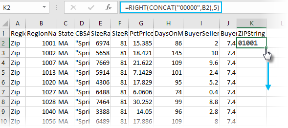 Creating string ZIP Codes