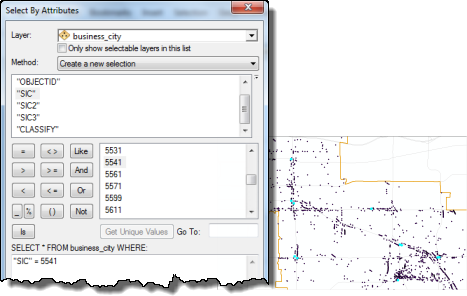 Select gas stations by attribute