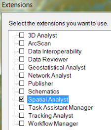 Checking the Spatial Analyst extension