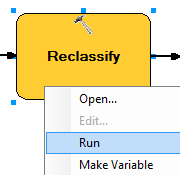 Running the Reclassify tool within the model