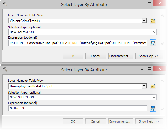 Select Layer By Attribute tool parameters