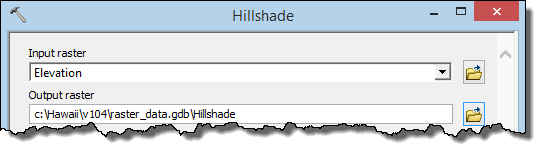 The Hillshade dialog box.