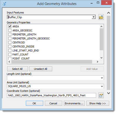 The Add Geometry Attributes dialog box