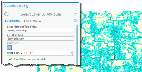 Using Select Layer By Attribute to select the publically owned land