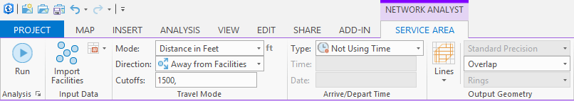 Generating services areas using Network Analyst