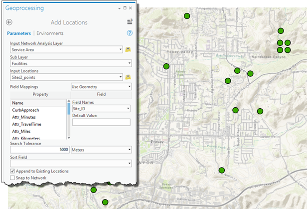 Loading locations using Network Analyst