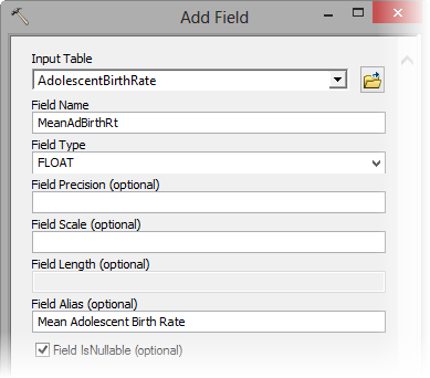 Add Field dialog box
