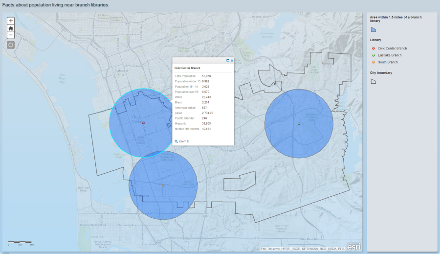 The web map showing the results of the analysis