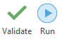 Buttons to validate and run a model