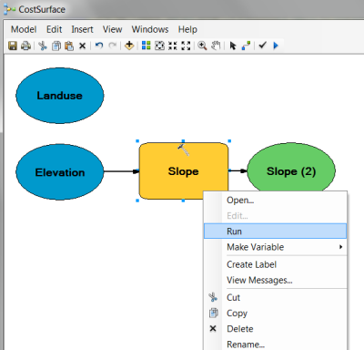 Running the Slope tool within the model