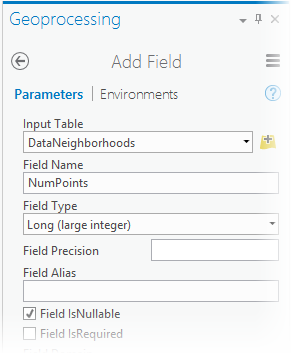 Add Field parameters