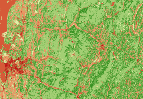 Transformed land use layer