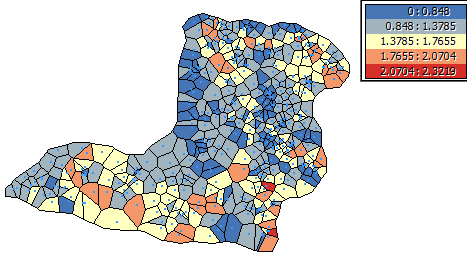 Voronoi polygons with lognormal data