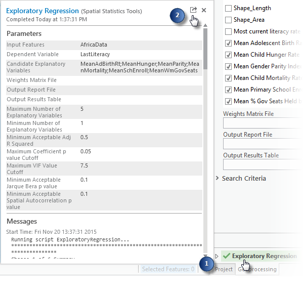 Opening the tool execution messages