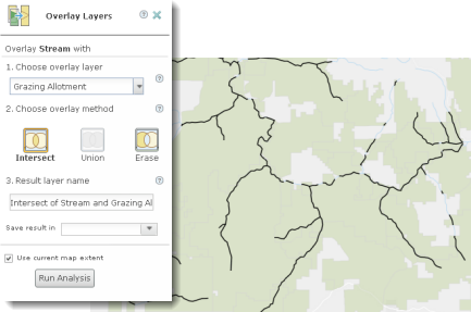 Overlay streams with grazing allotments using the Intersect option