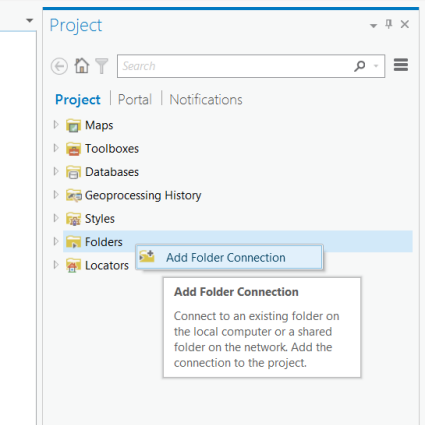 Adding a folder connection to the SuitabilityModeling folder