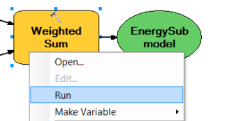 Running the Weighted Sum tool within the model
