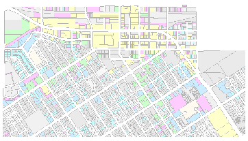 Parcel feature size may vary with land-use class; statistics can show the pattern.