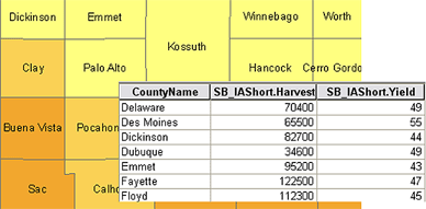 Features symbolized using joined data