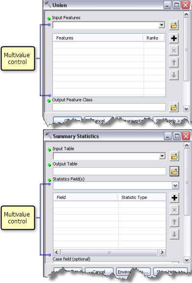 Illustration of multivalue parameter control