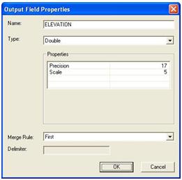 Output Field Properties dialog box