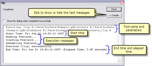 Normal execution message