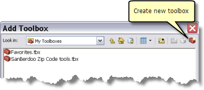 Creating a new toolbox in the Add Toolbox window