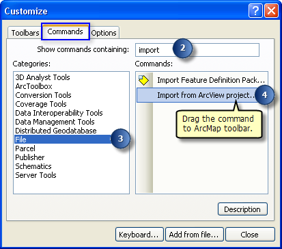 Adding import command to toolbar