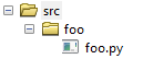 A directory named src is created to house the foo directory and the foo module.