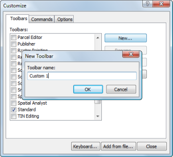 Customize dialog box