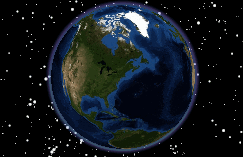The globe surface with sun lighting